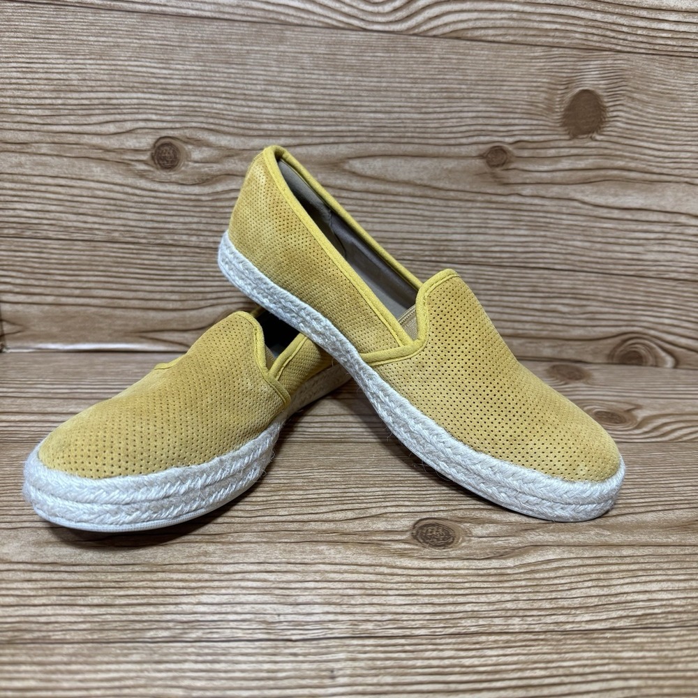 Clarks Azella Theoni Flats Women Sz 9.5 Espadrille Slip On Shoes Yellow Vacation